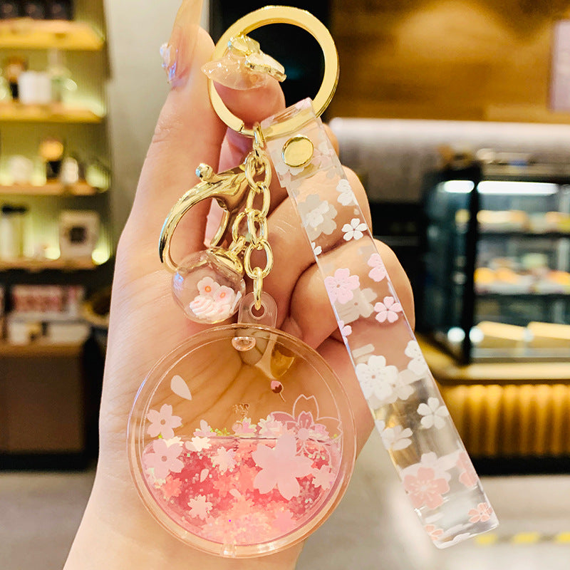 Wholesale Acrylic Oiled Cherry Blossom Drifting Bottle Keychain